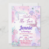 Invitation Fête D'Anniversaire De Sirène Sous La Fête De La M (Devant)