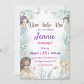 Invitation Fête D'Anniversaire De Sirène Sous La Fête De La M (Devant)