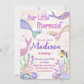 Invitation Fête D'Anniversaire De Sirène Sous La Fête De La M (Devant)