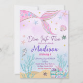 Invitation Fête D'Anniversaire De Sirène Sous La Fête De La M (Devant)