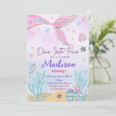 Invitation Fête D'Anniversaire De Sirène Sous La Fête De La M (Debout devant)