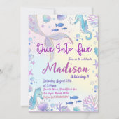 Invitation Fête D'Anniversaire De Sirène Sous La Fête De La M (Devant)