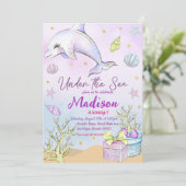 Invitation Fête D'Anniversaire De Sirène Sous La Fête De La M (Debout devant)