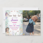 Invitation Fête D'Anniversaire De Sirène Sous La Fête De La M (Devant)