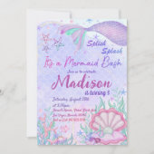 Invitation Fête D'Anniversaire De Sirène Sous La Fête De La M (Devant)