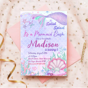 Invitation Fête D'Anniversaire De Sirène Sous La Fête De La M