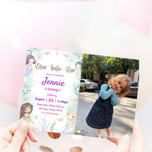 Invitation Fête D'Anniversaire De Sirène Sous La Fête De La M