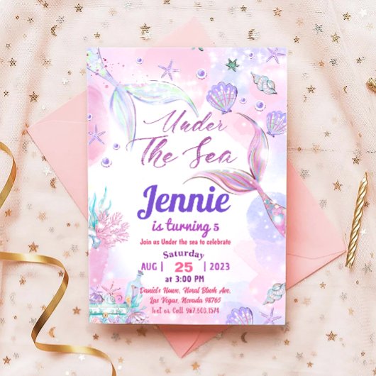 Invitation Fête D'Anniversaire De Sirène Sous La Fête De La M