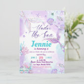 Invitation Fête D'Anniversaire De Sirène Sous La Fête De La M (Debout devant)