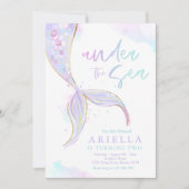 Invitation Fête D'Anniversaire De Sirène Sous La Fête De Sirè (Devant)