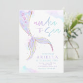 Invitation Fête D'Anniversaire De Sirène Sous La Fête De Sirè (Debout devant)