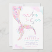 Invitation Fête D'Anniversaire De Sirène Sous La Fête De Sirè (Devant)