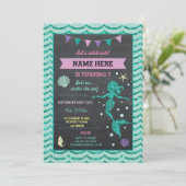 Invitation Fête d'anniversaire de sirène Turquoise Parties sc (Debout devant)