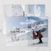 Invitation Fête d'anniversaire de ski pour enfants ou vacance (Devant / Derrière)