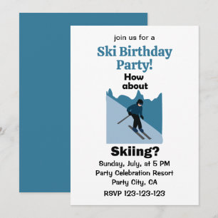 Invitation Fête d'anniversaire de ski Skiing Comment diriez-v