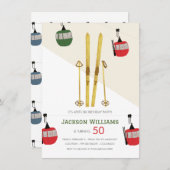 Invitation Fête d'anniversaire de ski vintage moderne après-s (Devant / Derrière)