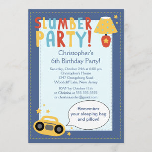 Invitation Fête d'anniversaire de Sleepover de GARÇONS