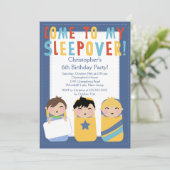 Invitation Fête d'anniversaire de Sleepover de GARÇONS (Debout devant)