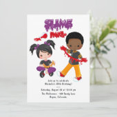 Invitation Fête d'anniversaire de Slime Mignon (Debout devant)