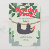 Invitation Fête d'anniversaire de Sloth (Devant / Derrière)