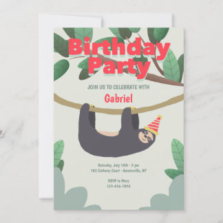 Invitation Fête d'anniversaire de Sloth