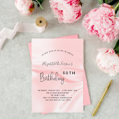 Invitation fête d'anniversaire de soie rose pâle