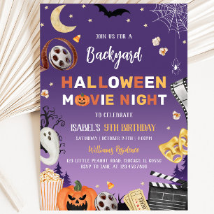 Invitation Fête d'anniversaire de soirée de cinéma Halloween 