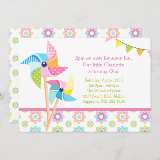 Invitation Fête d'anniversaire de soleil (Devant / Derrière)