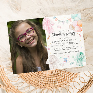 Invitation Fête d'anniversaire de sommeil pyjama photo pour f