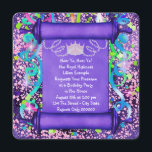 Invitation Fête d'anniversaire de Son Altesse Royale la Princ<br><div class="desc">Invitation adorable pour l'anniversaire d'une princesse rose et violet. Cette invitation pour l'anniversaire d'une princesse avec parchemin violet, couronne de princesse, confettis et banderoles est facilement personnalisable pour votre événement en ajoutant simplement les détails de votre événement, le style de police, la taille et la couleur de la police, ainsi...</div>