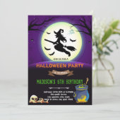 Invitation Fête d'anniversaire de sorcière d'Halloween (Debout devant)