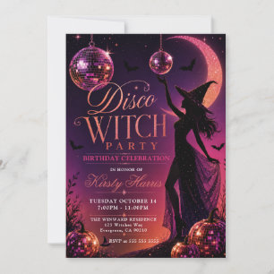 Invitation Fête d'anniversaire de sorcière disco