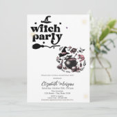 Invitation Fête d'anniversaire de sorcière mignonne (Debout devant)