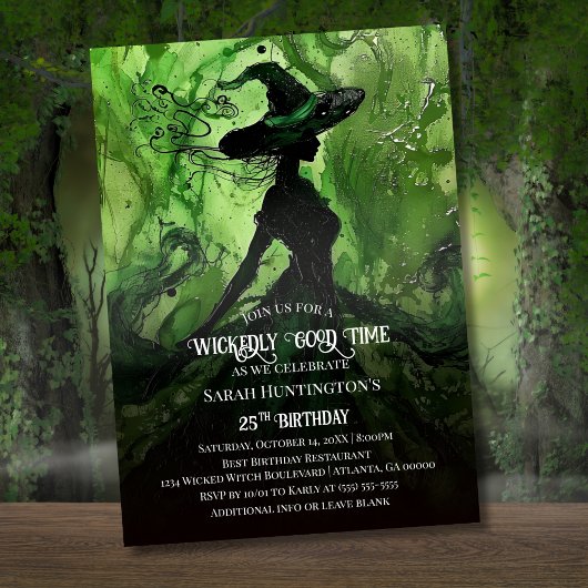 Invitation Fête d'anniversaire de sorcière peinte méchamment