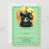 Invitation Fête d'anniversaire de sorcière verte bonne temps (Devant)