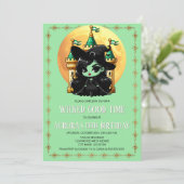 Invitation Fête d'anniversaire de sorcière verte bonne temps (Debout devant)