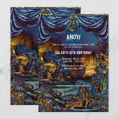 Invitation Fête d'anniversaire de squelette de pirate sous la (Devant / Derrière)