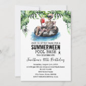 Invitation Fête d'anniversaire de squelette tropical de Summe (Devant)