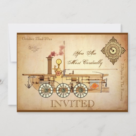 Invitation Fête d'anniversaire de Steampunk (Devant)