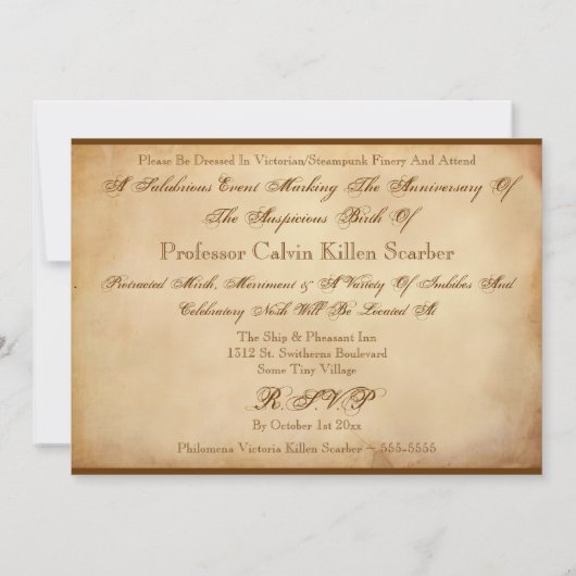 Invitation Fête d'anniversaire de Steampunk (Dos)