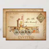 Invitation Fête d'anniversaire de Steampunk (Devant / Derrière)