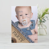 Invitation Fête d'anniversaire de style de denim de blue-jean (Debout devant)