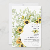 Invitation Fête d'anniversaire de Sunflower à l'aquarelle viv (Devant)