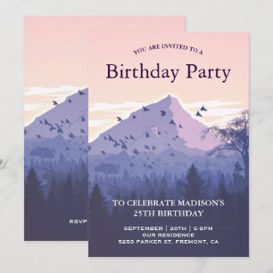 Invitation Fête d'anniversaire de Sunset Forest Mountain