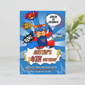 Invitation Fête d'anniversaire de Superhero Tiger (Debout devant)