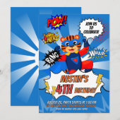 Invitation Fête d'anniversaire de Superhero Tiger (Devant / Derrière)