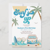 Invitation Fête d'anniversaire de surf Retro Boy TOUT ÂGE (Devant)