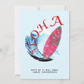 Invitation Fête d'anniversaire de surf surfboard (Dos)