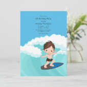 Invitation Fête d'anniversaire de Surfer Boy (Debout devant)