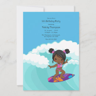 Invitation Fête d'anniversaire de Surfer Girl